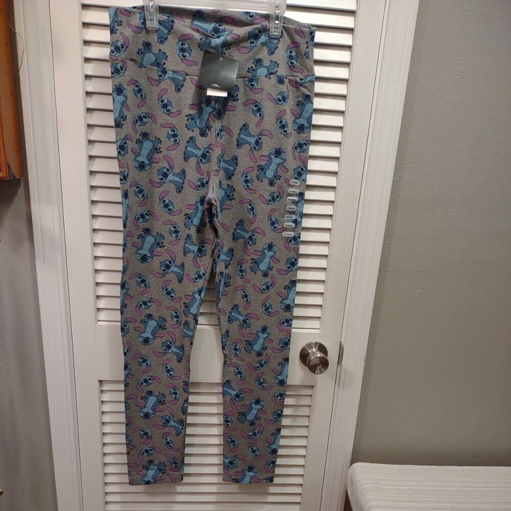 Disney Gray Happy Polyester Blend Stitch Leggings 30" waist size X-Large